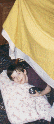 All set for the night -- flashlight and snack! (Sure hope it doesn't rain!)